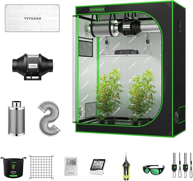VIVOSUN GIY 4x2 Grow Tent Complete System, 4x2 ft. Grow Tent Kit Complete with 4 Inch Inline Fan Package, VS2000 LED Grow Light, Temperature Humidity Monitor, Netting, Grow Bags, Pruning Shear & Timer by GreenHaven Gardens