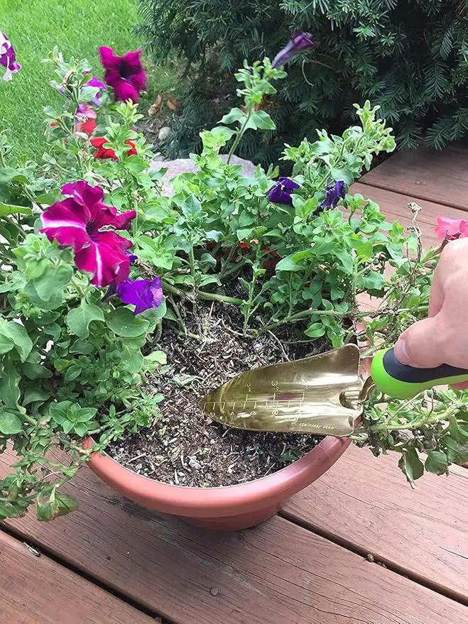 Garden Guru Titanium Transplanter Trowel Shovel - Rust Resistant - Ergonomic Handle - Perfect Hand Shovel Tool for Gardening Weeding Transplanting and Digging in Garden Beds by GreenHaven Gardens