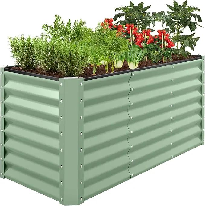 Best Choice Products 4x2x2ft Outdoor Metal Raised Garden Bed, Deep Root Planter Box for Vegetables, Flowers, Herbs, and Succulents w/ 119 Gallon Capacity - Sage Green by GreenHaven Gardens