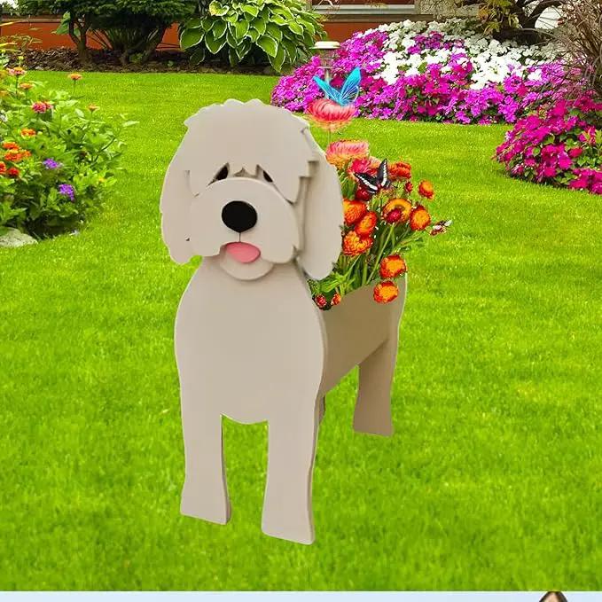 Golden Doodle Dog Planter Plant Pots,Cute Garden Dog Flower Planter,Large Dog Planters Birthday Gifts for Women,Office,Indoor/Outdoor Decor（9.84 * 9.06 * 17in） by GreenHaven Gardens