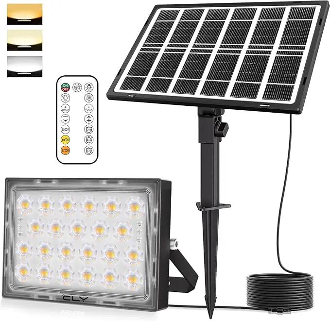 CLY LED Solar Lights Outdoor IP66 Waterproof, Bright Solar Dusk to Dawn Light 5000mah, Adjustable Angle, Solar Powered Security Flood Light 5M Cable for Wall Porch Shed Barn 2700K 4000K 6000K by GreenHaven Gardens