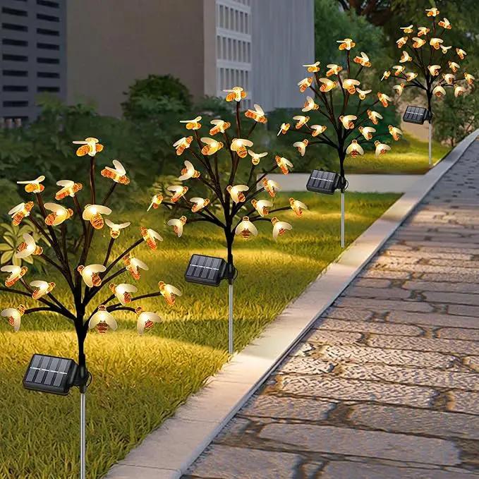 Solar Garden Lights Outside - 4 Pack 80 LED Solar Bee Lights Outdoor Waterproof with 8 Modes Landscape Decoration for Garden Patio Yard Walkway Grass Spring Decor (Warm White) by GreenHaven Gardens