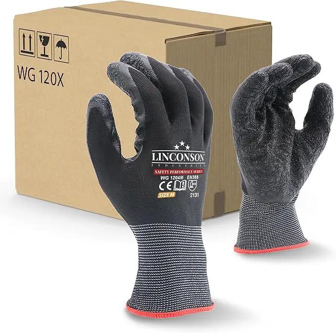 linconson 12 Pack Safety Performance Series Construction Mechanics Wrinkle Latex Work Gloves by GreenHaven Gardens