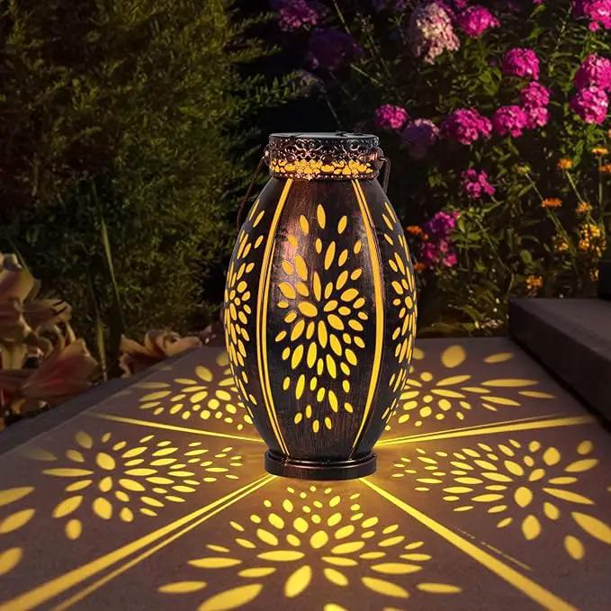 pearlstar 2 Pack Solar Lanterns Hanging Light Outdoor Waterproof Decorative Metal Solar Lamp for Table Garden Yard Patio Pathway,Copper,Birthday Gifts for Women Mom Men,Flower by GreenHaven Gardens