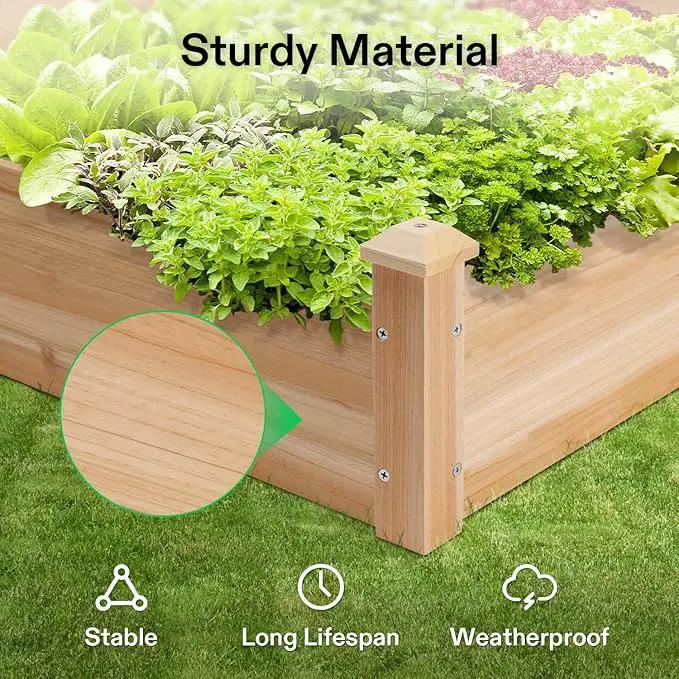 VIVOSUN 3-Tier 3-Grid Wooden Raised Garden Bed, 42.5 x 34.5 x 15 Inches, Outdoor Elevated Wood Planter Box with Screwdriver for Gardens, Patios, Backyards, Balcony and Outdoors by GreenHaven Gardens