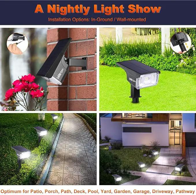 Solar Spot Lights, IP65 Waterproof 40 LEDs Landscape Spotlights,USB & Solar Powered Wall Lights Dark Sensing Auto On/Off,3 Modes Outdoor Solar Garden Lights for Yard Porch 2 Pack by GreenHaven Gardens