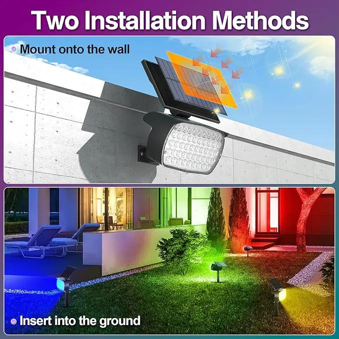 Solar Color Changing Spot Lights Outdoor, Multicolor Landscape Spotlights, IP65 Waterproof, Large Solar Panel, Yard Garden Pathway Light 4 Pack by GreenHaven Gardens