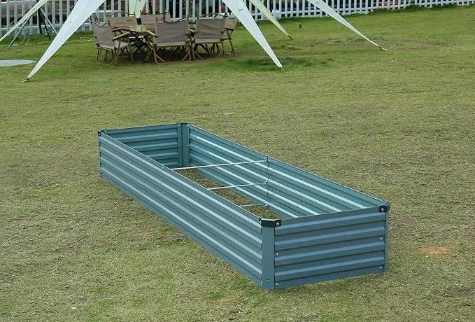 2 Pack 8x2x1FT Galvanized Raised Garden Beds Kit Outdoor Metal Gardening Planter Box for Vegetable Elevated Flower Herbs,Gray by GreenHaven Gardens