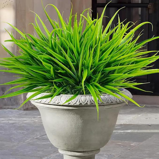 Uieke 12 Bundles Artificial Outdoor Plants UV Resistant Fake Grass Plants Faux Plastic Plants Greenery Shrubs for Home Garden Pathway Window Box Front Porch Spring Summer Decor, Green by GreenHaven Gardens