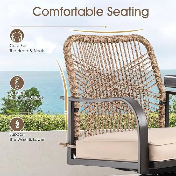 Outdoor Bar Stools Set of 2, Patio Swivel Counter Height Rattan Bar Stools, Patio Wicker Bar Swivel Chairs with Cushion, Outdoor Pool Bar Chairs for Backyard Garden Balcony w /360 Rotation by GreenHaven Gardens