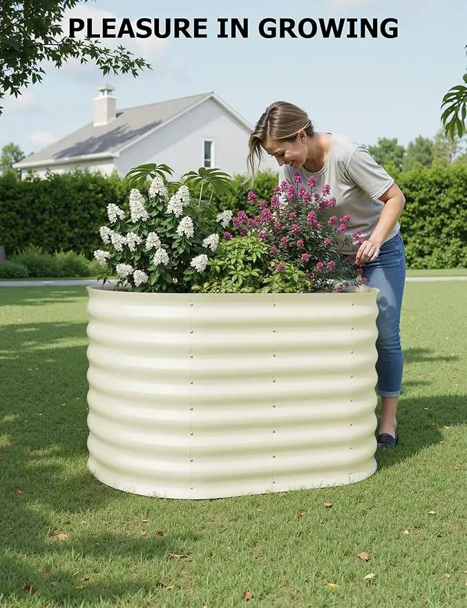 4x2x2 ft Raised Garden Bed,Galvanized Raised Planter Boxes Outdoor with Easy Assembly, Large Garden Bed for Vegetables, Fruits, Flower,Raised Garden Bed,Beige by GreenHaven Gardens