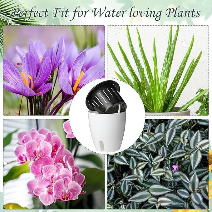 Eccliy 14 Pieces 5 Inch Indoor Plant Pots Self Watering Planters with Drainage Holes Plastic Flower Pots with Water Indicator White Violet Pots for Indoor Outdoor Garden Home Office Decor by GreenHaven Gardens