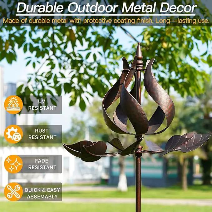 Yard Garden Wind Spinners - Large Tulip Outdoor Metal Wind Spinners with Stake, Yard Art Lawn Garden Decor (24" W x 73" H) by GreenHaven Gardens