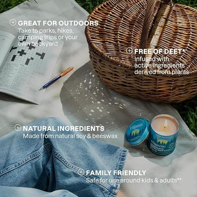 Cliganic Natural Mosquito Repellent Candle (9oz, Pack of 2) | Citronella, DEET Free, Essential Oil Infused for Outdoor, Camping | Burns 40 Hours by GreenHaven Gardens