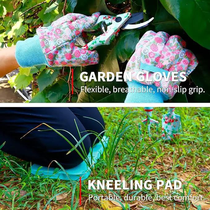 Gifts for Mom, JUMPHIGH Womens Gardening Gifts Set, Floral Gardening Tools with Tote Bag, Gifts for Her for Girlfriend, Birthday Gifts for Women, Gardening Kit Womens Gifts for Christmas (Blue) by GreenHaven Gardens