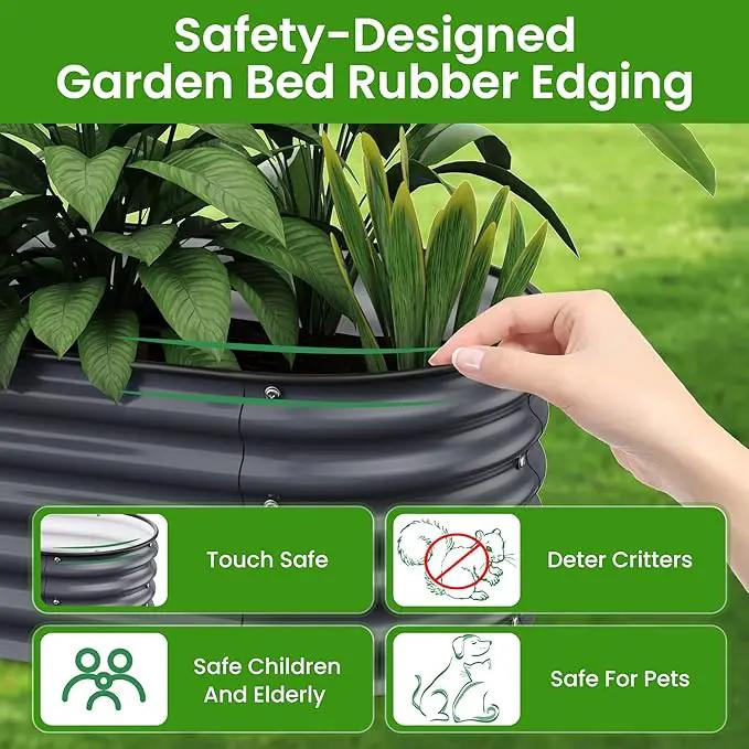 17" Tall Raised Garden Beds Outdoor - Galvanized Aluminum-Magnesium Stainless Steel Durable Metal Planter Box for Growing Plants, Vegetables, Flowers, Fruits(Deep Grey) by GreenHaven Gardens