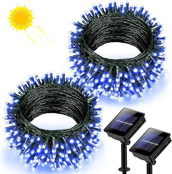 2 Pack Solar String Lights for Outside, Each 79Ft 240LED Solar Lights Outdoor, 8 Modes Waterproof Solar Powered Fairy Twinkle Lights for Backyard Patio Tree Party Garden Decoration, Blue by GreenHaven Gardens