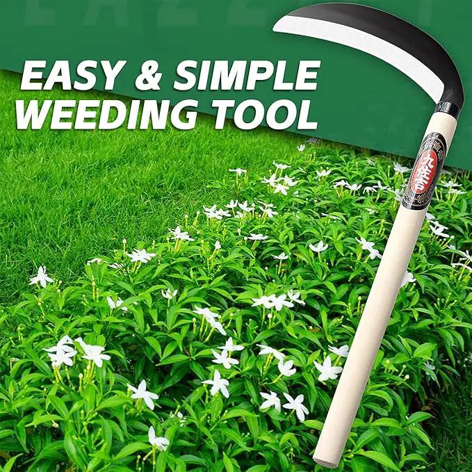 Japanese Weeding Sickle Garden Tool - Garden Hand Weeder Sickle Tool,Scythe Tool for Gardening,Manual Grass Sickle Carbon Steel Blade Cutter Gardening Quick Work (Weeding Sickle) by GreenHaven Gardens