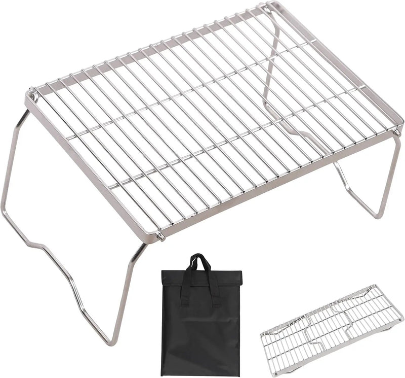 REDCAMP 17" Large Folding Campfire Grill 304 Stainless Steel Grate, Heavy Duty Portable Camping Grill with Carrying Bag for Outdoor Cooking Backpacking Hiking Picnics BBQ by GreenHaven Gardens