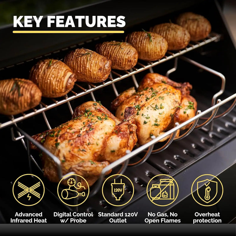 Turbo E Outdoor Electric Grill by PLUGNGRILL - High-Power 1700W Infrared Grill Technology - 24-Inch Smart BBQ Grill with Probe & Digital Display for Precise Cooking & Searing (Turbo E Complete Bundle) by GreenHaven Gardens