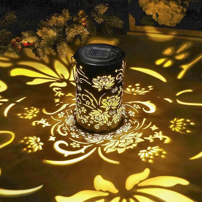 Solar Lanterns Outdoor Hanging Waterproof Metal Lotus Pattern Lanterns for Garden Patio Yard Lawn Front Porch Decor as Birthday Gifts for Mom Grandma Women by GreenHaven Gardens