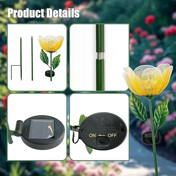 Solar Lights Outdoor Garden, 2 Pack Solar Powered Metal Flowers LED Breathing Light Waterproof,Solar Flowers for Outside Patio Lamp,Garden Gifts for Women,Landscape Lighting,Yard Pathway Decor by GreenHaven Gardens