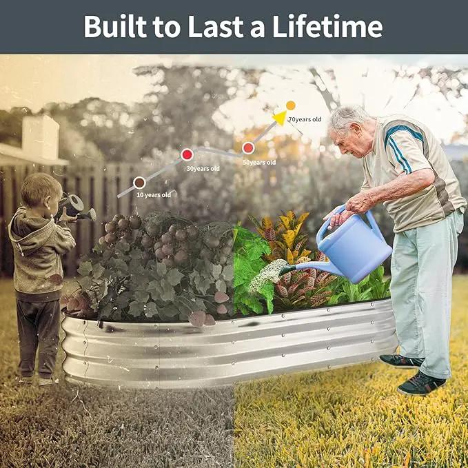Kesfitt Raised Garden Bed Kit,Outdoor Galvanized Planter Boxes with Safety Edging and Gloves,Large Metal Beds for Gardening Vegetables,Fruits,Flower(6x3x1FT) by GreenHaven Gardens