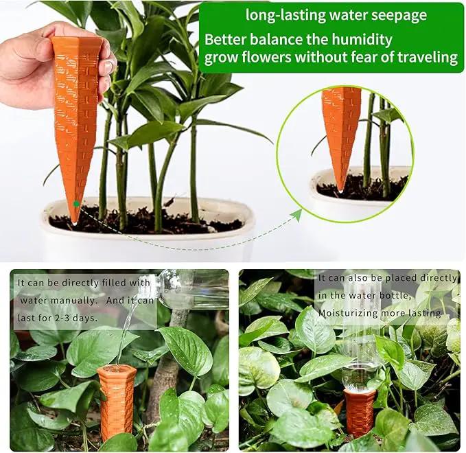Plant Self Watering Stakes 4 Pack Terracotta Watering Spikes for Indoor and Outdoor Plants,Wine Bottle Plant Watering Devices, Automatic Plant Waterers for Vacation by GreenHaven Gardens