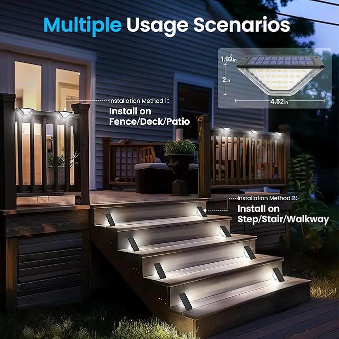 SOLPEX Solar Step Lights Outdoor,Solar Stair Light for Outside,Two-Sided Deck Lights with 33 LEDs,Waterproof IP65 for Garden,Fence,Deck,Steps,Stair,Porch（6 Pack,Cold White） by GreenHaven Gardens