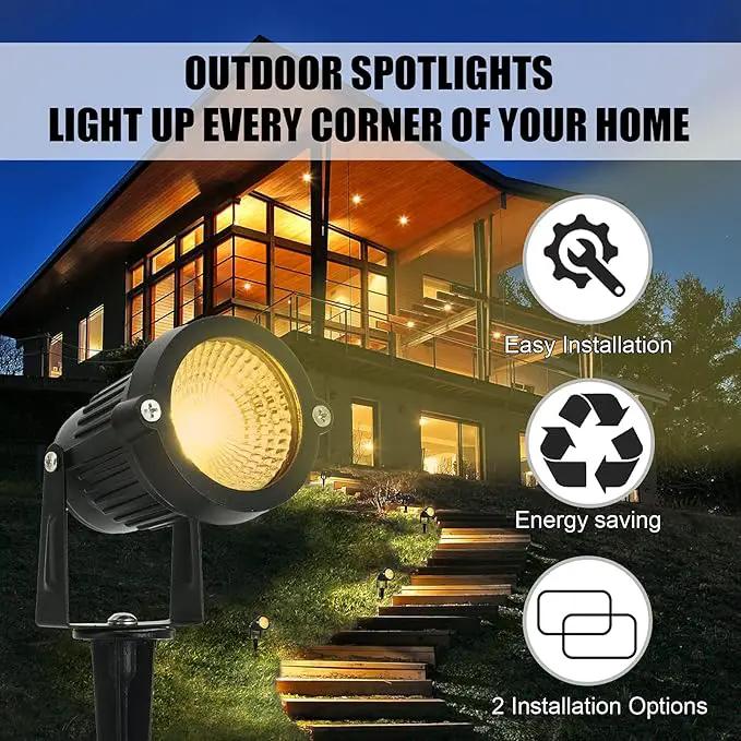 LED Landscape Spotlights Low Voltage 5W 12V 24V Garden Pathway Lights Waterproof IP66 Warm White Walls Trees Flags Outdoor Landscape Lights with Stakes by GreenHaven Gardens