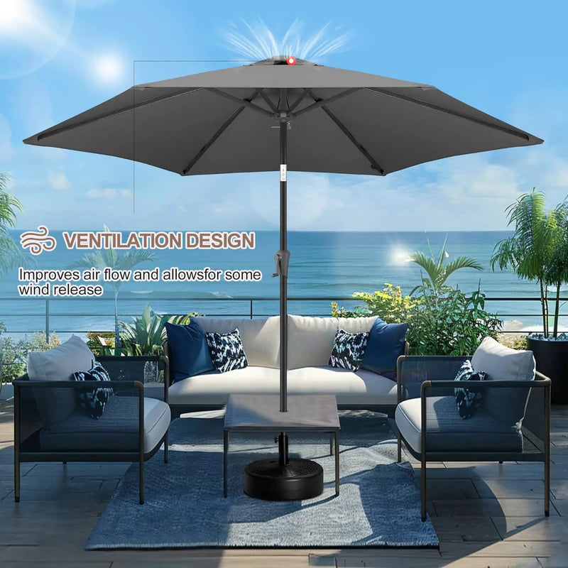 FLAME&SHADE 10ft Patio Umbrella - Outdoor Umbrella with 6 Sturdy Ribs, Push Button Tilt and Crank, UV Protection Table Market Umbrella for Pool, Porch，Garden, Deck, Backyard (Anthracite) by GreenHaven Gardens