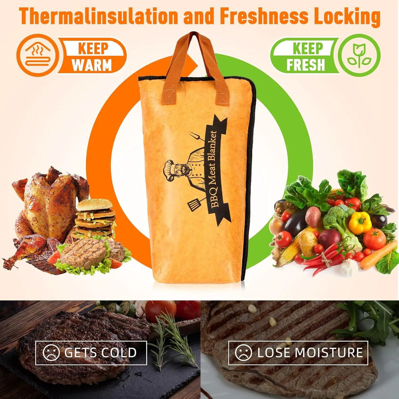 BBQ Blanket for Resting Meat,Smoker Meat Resting Blanket, Reusable Smoker Grilling Meat Insulated Resting Bag with Wide Mouth for Large Brisket/Beef/Pork Shoulders/Turkeys (BBQ Blanket 15in) by GreenHaven Gardens