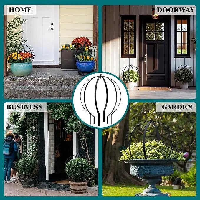 2 Pcs Garden Large Metal Circle Trellis Garden Obelisk Sculpture Globe Trellis for Climbing Plants Outdoor Potted Round Planter Trellis Garden Decor for Patio Doorway Black 25.20 x 21.26'' by GreenHaven Gardens