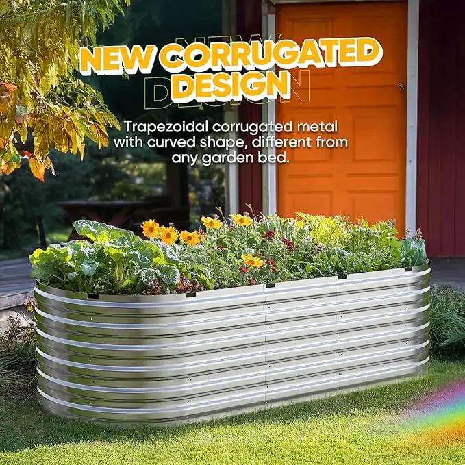 KING BIRD Raised Garden Bed Kit 2025 Upgraded Quick-Setup Galvanized Planter Garden Box Outdoor for Gardening, Vegetables, Flowers, 94x36x23 in, Silver by GreenHaven Gardens