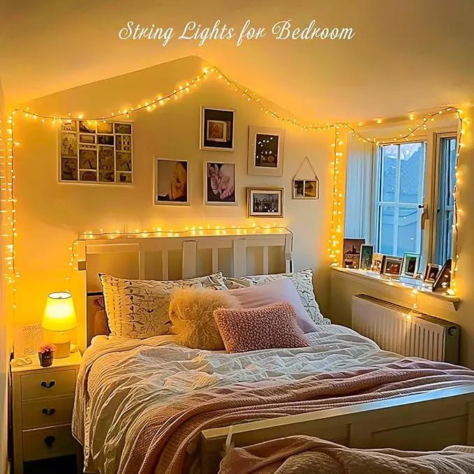 JMEXSUSS 200 LED String Lights Indoor Outdoor Clear Wire, Connectable Warm White Christmas String Lights for Bedroom, 66 Ft Twinkle Fairy String Lights Plug in for Home Wedding Tree Yard Patio Spring by GreenHaven Gardens