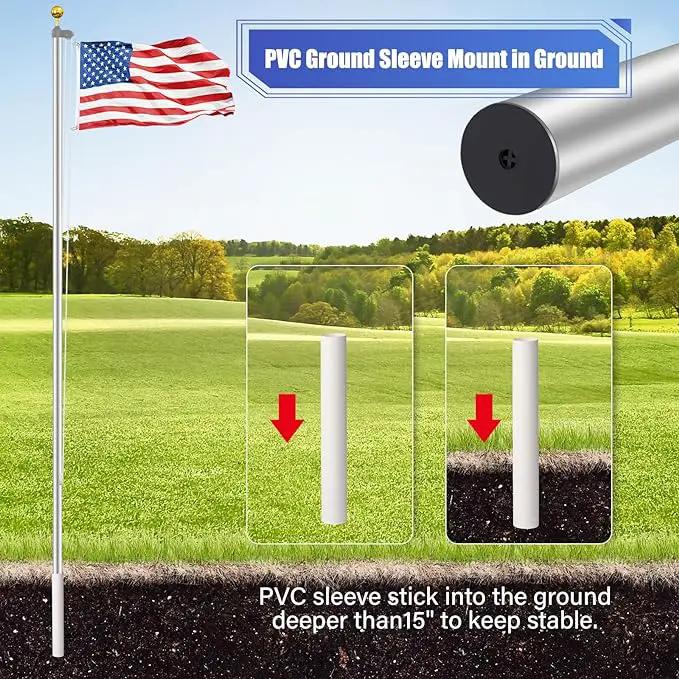 Flag Pole for Outside in Ground, 16FT Sectional Extra Thick Flagpole Kit, Heavy Duty Aluminum Outdoor Flag Poles with 3x5 American Flag for Yard, Garden, Residential or Commercial by GreenHaven Gardens