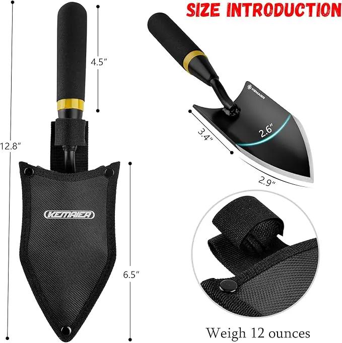 Heavy-Duty Gardening Hand Trowel with Sheath - Stainless Steel Garden Shovel Featuring a Rubberized Handle, Perfect for Diligent Farmers' Soil Planting, Digging, and Transplanting by GreenHaven Gardens