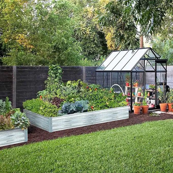 Galvanized Raised Garden Beds for Vegetables Large Metal Planter Box Steel Kit Flower Herb (8 x 4 x 1 ft * 2 Pack, Galvanized) by GreenHaven Gardens