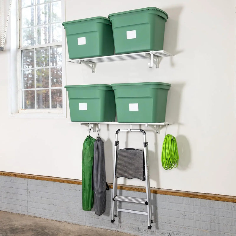 StoreYourBoard 2-Pack Heavy Duty Wall Shelves – Wall-Mounted Garage Storage Shelving and Organization for Sheds, Closets, or Utility Rooms – Holds 200 lbs, 1ft x 4ft, White by GreenHaven Gardens