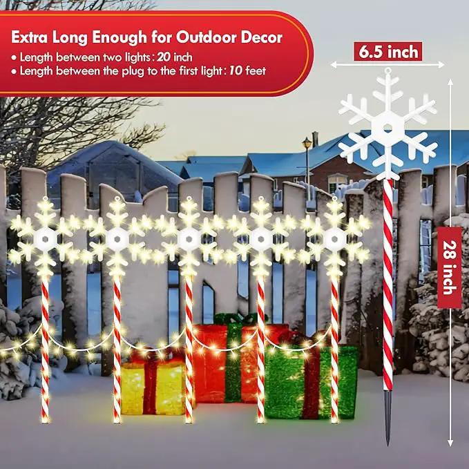 Christmas Pathway Lights Snowflake Outdoor 10PK 28inch 250LED 8 Modes Yard Decoration Flashing Waterproof Outdoor Lighted Up Christmas Light Decor for Garden Yard (Red) by GreenHaven Gardens