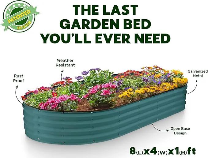 Galvanized Raised Garden Beds Outdoor // 8×4×1 ft (2-Pack) Planter Raised Beds for Gardening, Vegetables, Flowers // Large Metal Garden Box // Patented Tool-Free Design (Turquoise) by GreenHaven Gardens