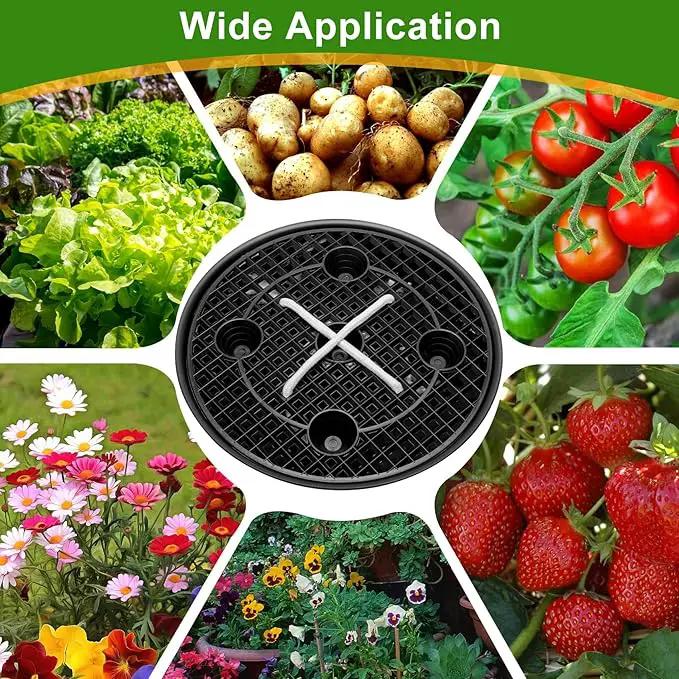 4-Pack Self-Watering Fabric Pot Base, Auto-Irrigation Water Delivery System for Plant Growth Bags, Automatic Watering Plant Saucer for Fabric Planters by GreenHaven Gardens