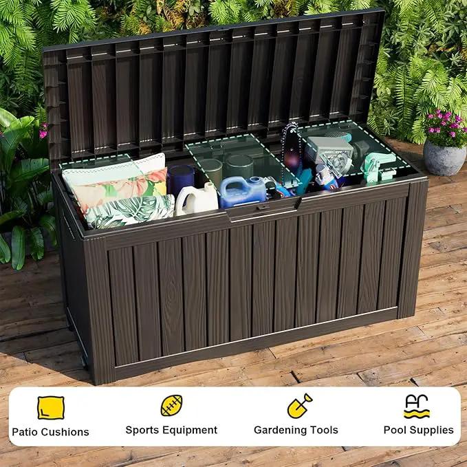 75 Gallon Outdoor Storage Box – Waterproof Deck Box for Patio & Garden,Black by GreenHaven Gardens