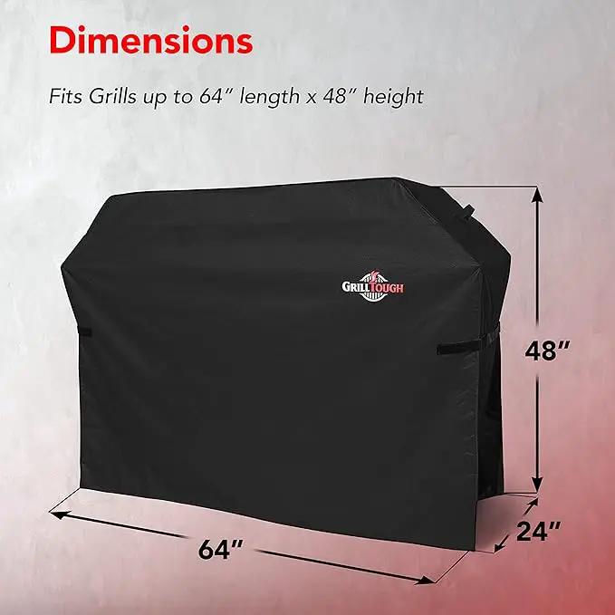 Heavy Duty BBQ Grill Cover for Outdoor Grill, 64 Inch – Waterproof, Weather Resistant, UV & Fade Resistant with Adjustable Straps – Gas Grill Cover for Weber, Genesis, Charbroil, etc. Black by GreenHaven Gardens