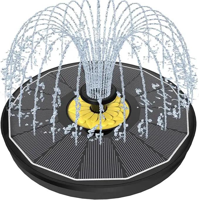Solar Bird Bath Fountains,3.5W Glass Panel Solar Fountain Pump for Bird Bath No Battery,Solar Water Fountain Outdoor With 4 Fixed Pipes 7 Nozzles(Black) by GreenHaven Gardens