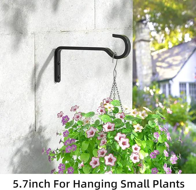 5.7 Inch 2 Pack Heavy Duty Outdoor Plant Hangers for Hanging Baskets, Iron Hanging Plant Brackets for Hanging Plants Outside, Metal Plant Hooks Plant Wall Hooks for Hanging Lantern, Bird Feeder by GreenHaven Gardens