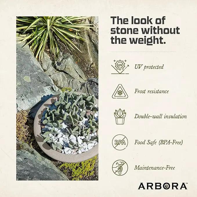 ARBORA 26" Santorini Bowl 2-Pack with Classic Cream Finish - Polyresin Indoor and Outdoor Planter2, Durable, Weatherproof, Lightweight, Large Plant Pots for Patio, Garden, Deck, Entryway by GreenHaven Gardens