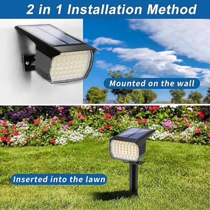 Solar Spot Lights Outdoor Waterproof IP65, 12 Pack Landscape Spotlights with 46 LEDs, 3 Modes Auto On/Off Solar Powered Flood Lights for Outside Pathway, Yard, Garden, Walkway (Warm White) by GreenHaven Gardens