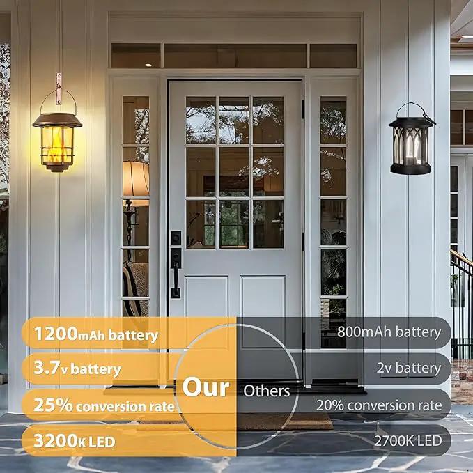 Otdair Solar Wall Lantern Outdoor, Flickering Flames Solar Sconce Lights Outdoor, Hanging Solar Lamps Wall Mount for Front Porch, Patio and Yard, 2 Pack, Yellow Bronze by GreenHaven Gardens