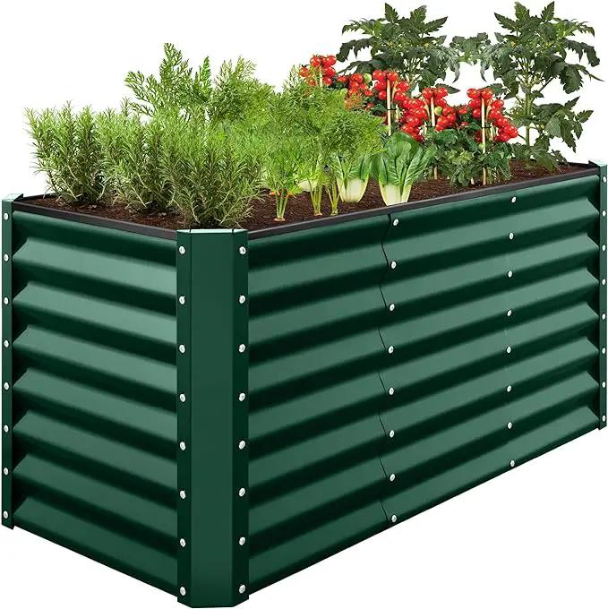 Best Choice Products 4x2x2ft Outdoor Metal Raised Garden Bed, Deep Root Planter Box for Vegetables, Flowers, Herbs, and Succulents w/ 119 Gallon Capacity - Dark Green by GreenHaven Gardens